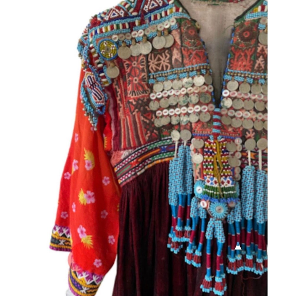 Vintage Kuchi Afghan Banjara Hand Embroidered Tribal Dress, boho gypsy ethnic